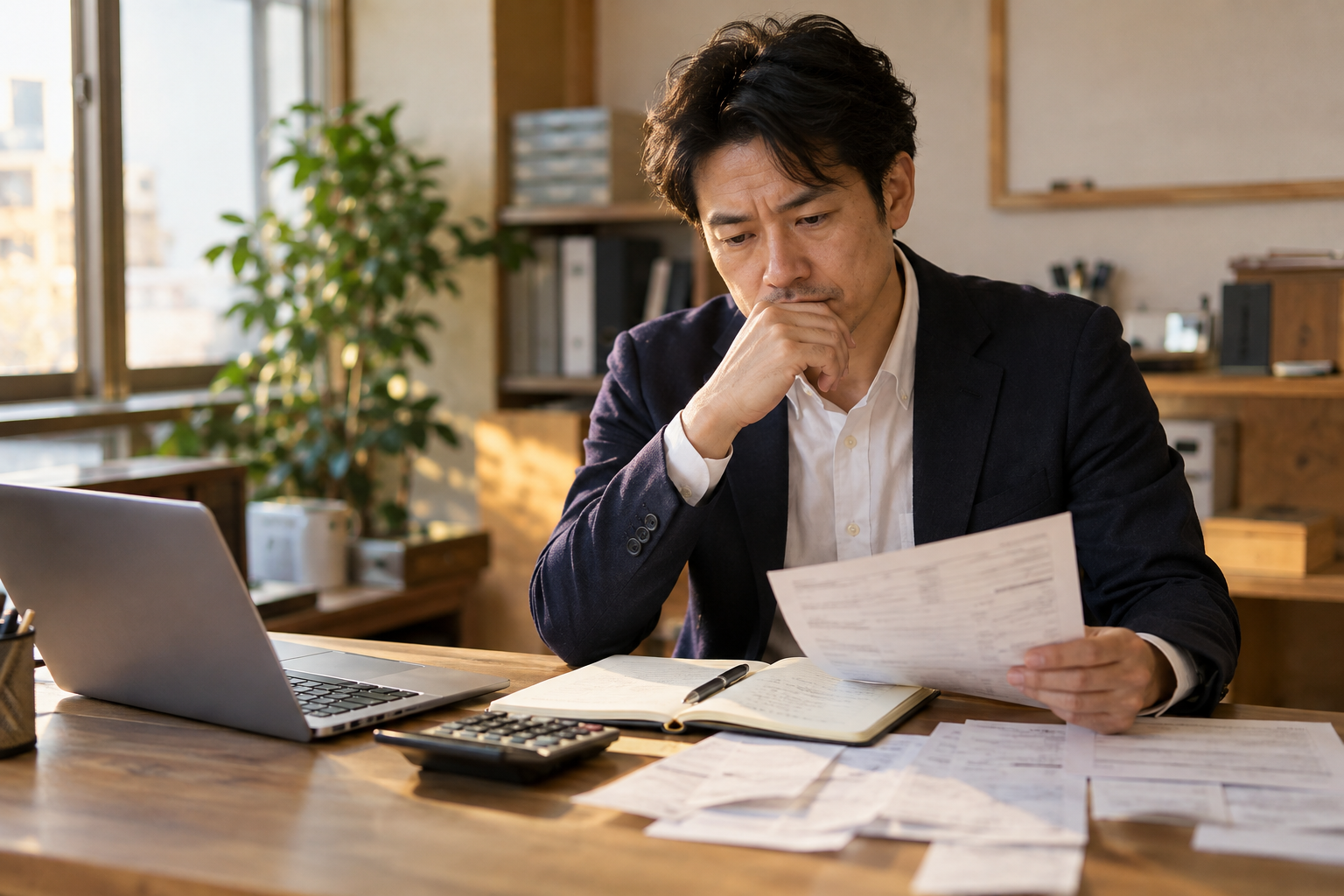 売上と資金繰りを考える経営者のイメージ